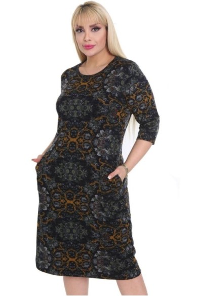 Tamsi suknelė su raštais