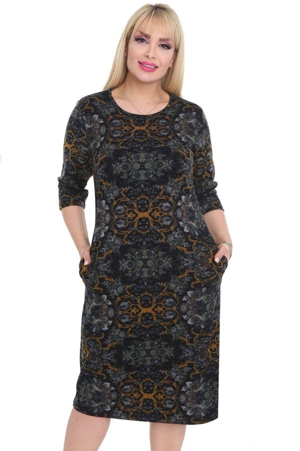 Tamsi suknelė su raštais