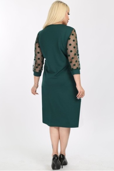 Žalia suknelė su rutuliukais