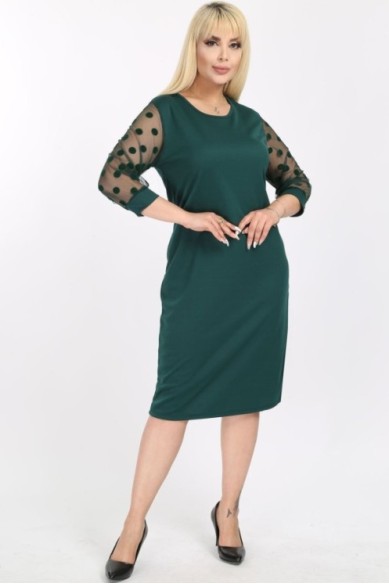 Žalia suknelė su rutuliukais