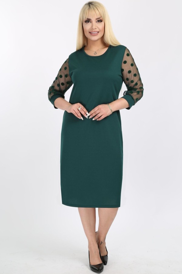 Žalia suknelė su rutuliukais