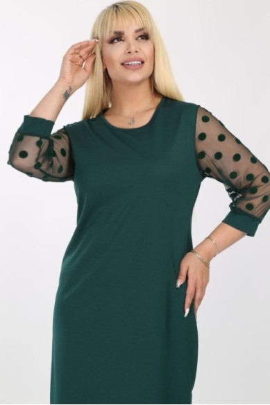 Žalia suknelė su rutuliukais