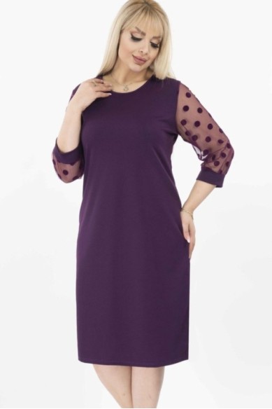 Violetinė suknelė su rutuliukais