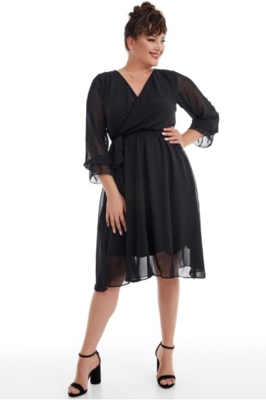 Juoda šifono suknelė