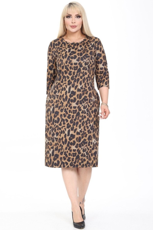 Suknelė su gyvūnų kailio raštais