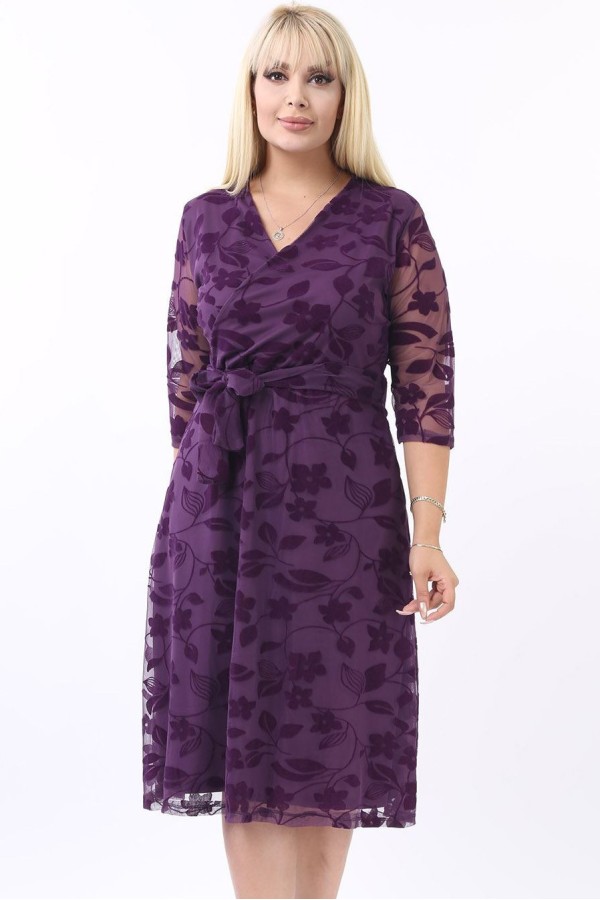 Violetinė suknelė su dirželiu