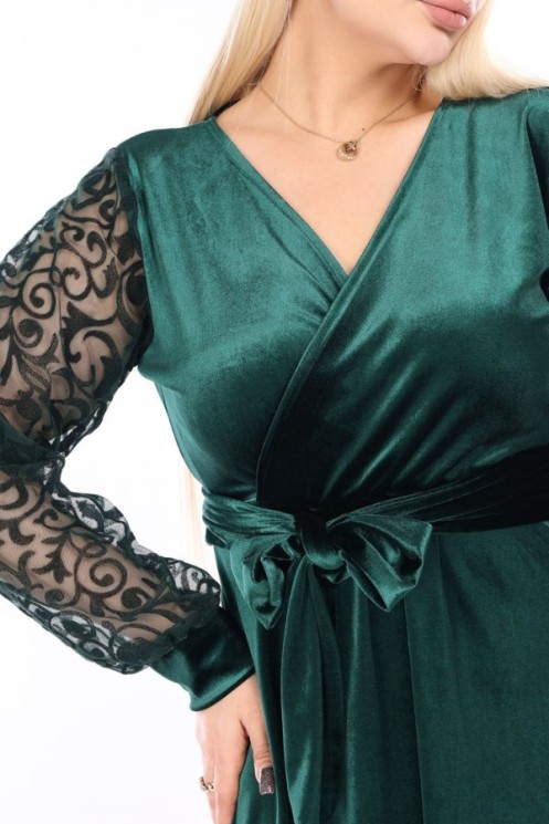 Žalia veliūrinė suknelė 2
