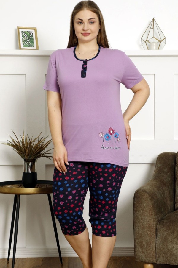 Violetinė didelių dydžių pižama moterims