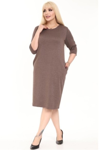 Ruda suknelė su kišenėmis