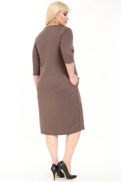 Ruda suknelė su kišenėmis