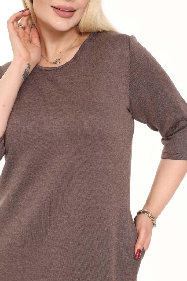 Ruda suknelė su kišenėmis