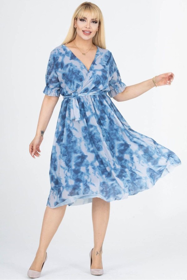 Puošni suknelė trumpomis rankovėmis