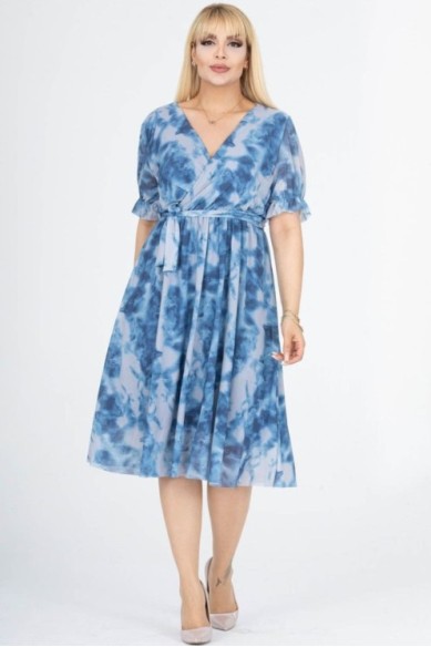 Puošni suknelė trumpomis rankovėmis