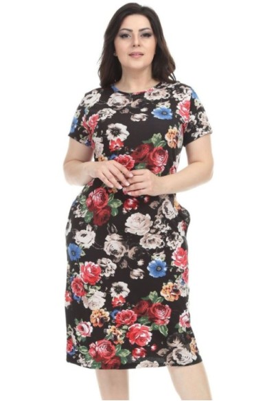 Gėlėta viskozės suknelė vasarai