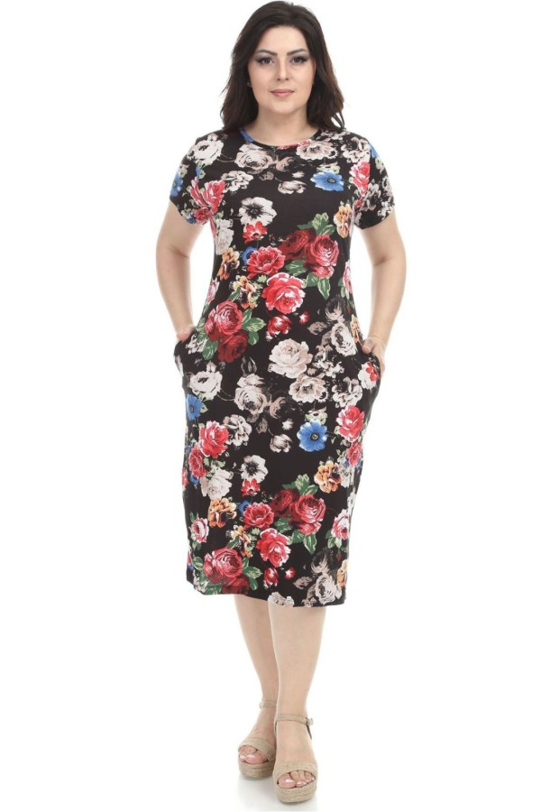 Gėlėta viskozės suknelė vasarai