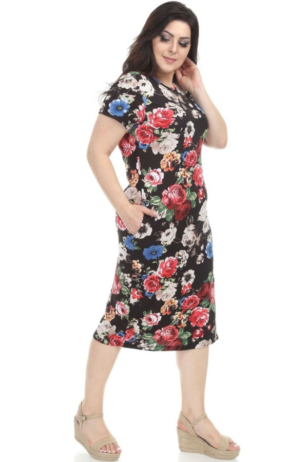 Gėlėta viskozės suknelė vasarai