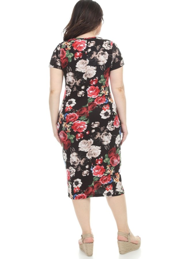 Gėlėta viskozės suknelė vasarai