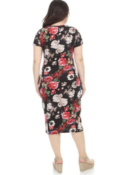 Gėlėta viskozės suknelė vasarai