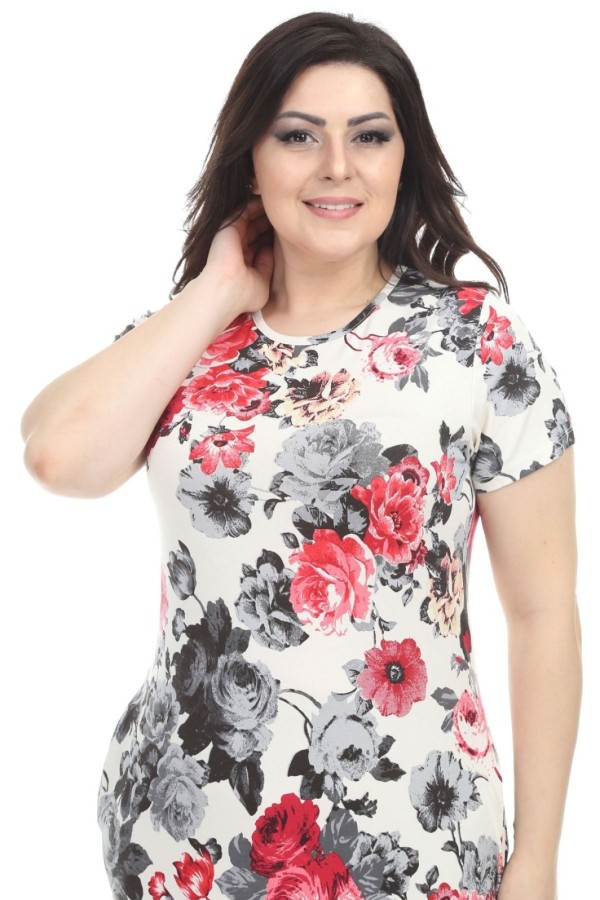 Gėlėta suknelė apkūnioms