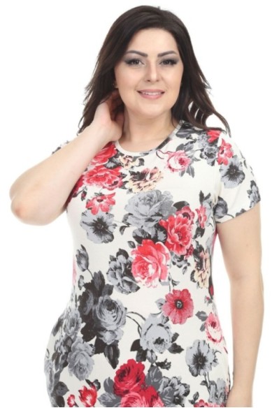 Gėlėta suknelė apkūnioms