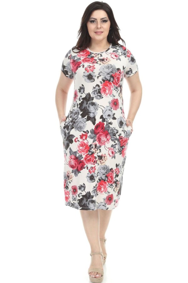 Gėlėta suknelė apkūnioms