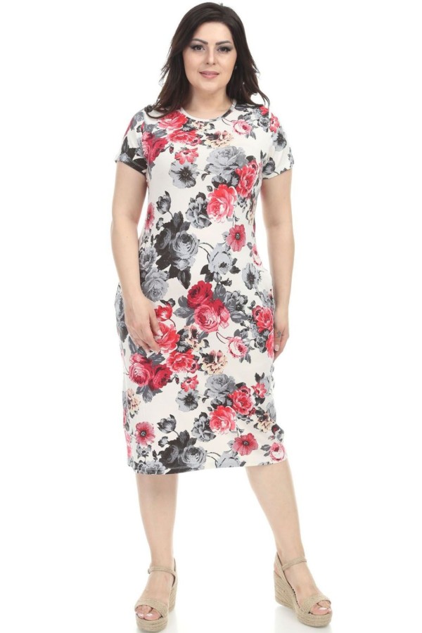 Gėlėta suknelė apkūnioms