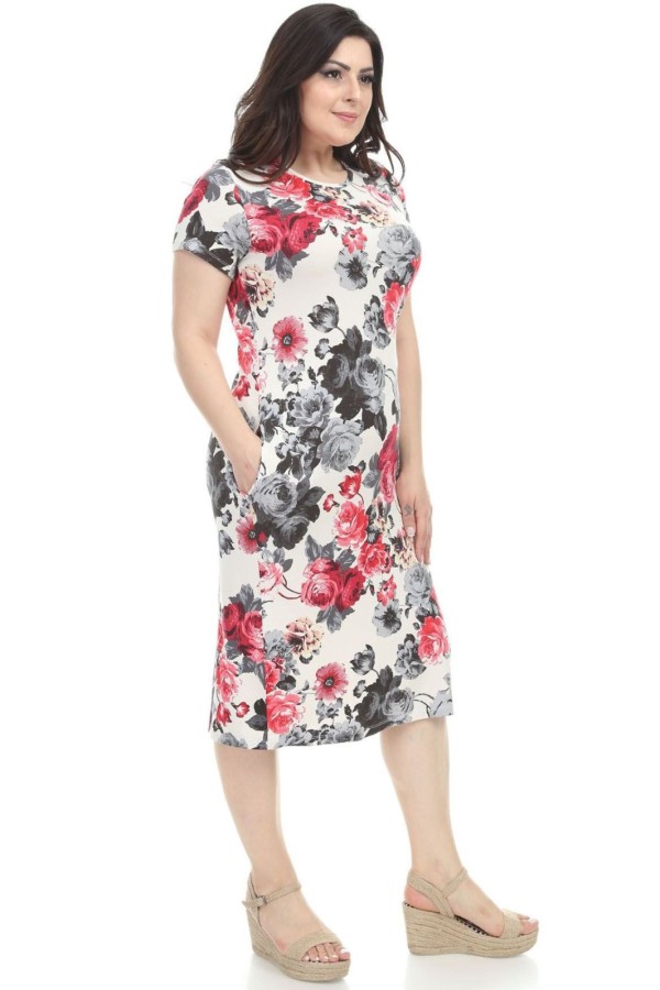 Gėlėta suknelė apkūnioms