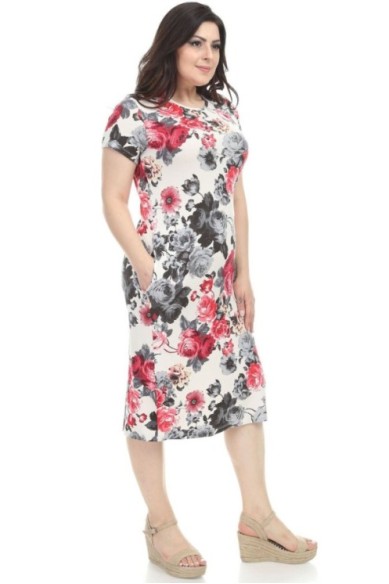 Gėlėta suknelė apkūnioms