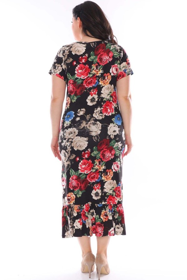 Gėlėta suknelė su raukinukais