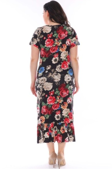 Gėlėta suknelė su raukinukais