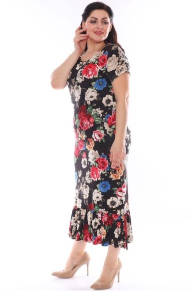 Gėlėta suknelė su raukinukais