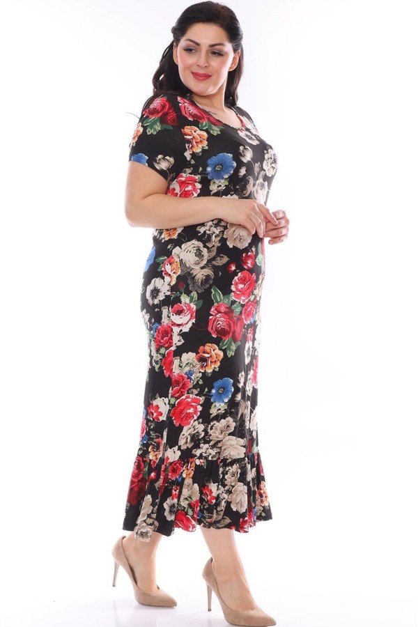 Gėlėta suknelė su raukinukais