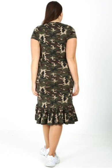 Kamufliažinė suknelė su raukiniais