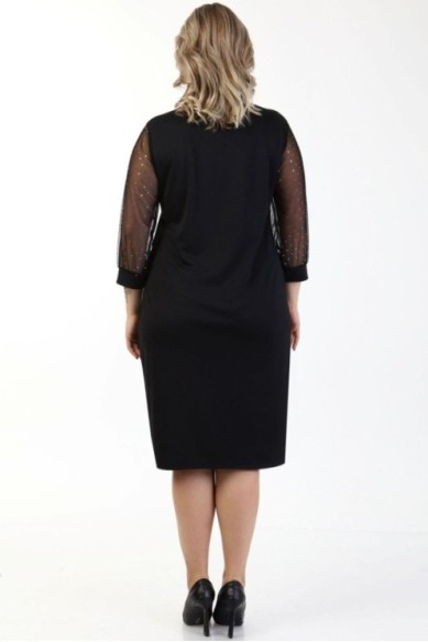 Juoda suknelė su 3/4 rankovėmis