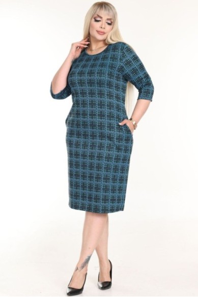 Klasikinė languota suknelė su kišenėmis