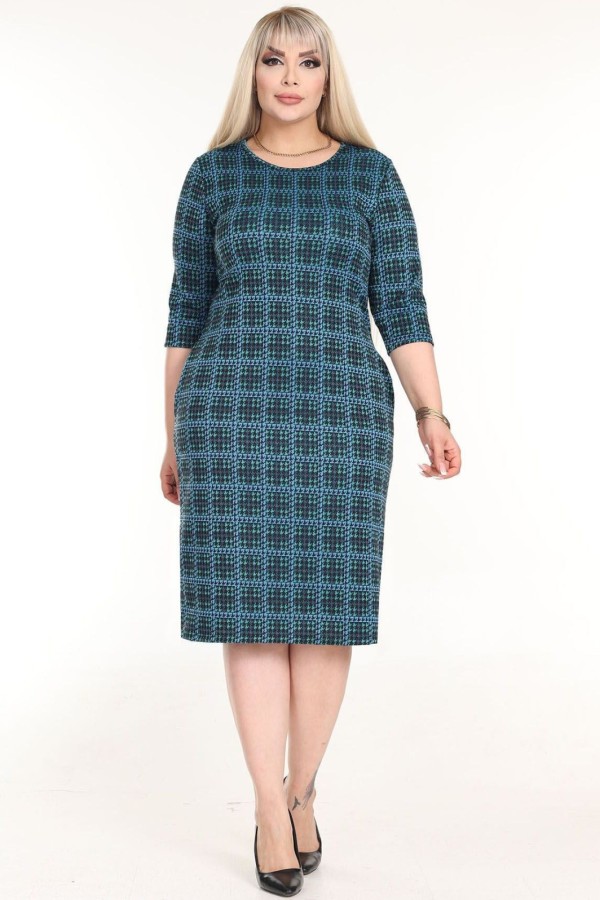 Klasikinė languota suknelė su kišenėmis