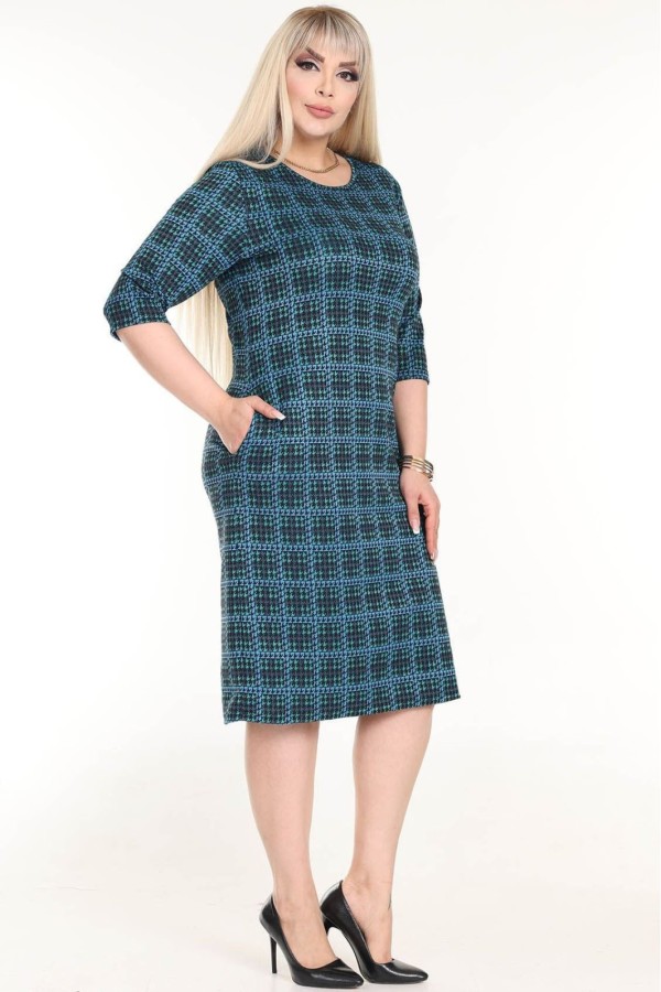 Klasikinė languota suknelė su kišenėmis