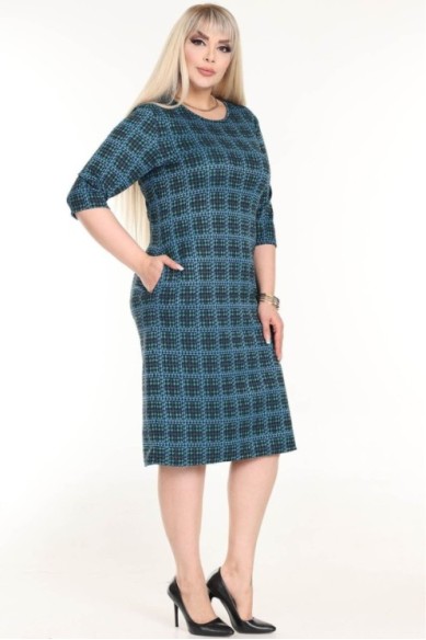 Klasikinė languota suknelė su kišenėmis