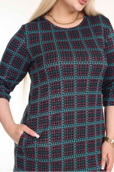 Klasikinė languota suknelė su kišenėmis