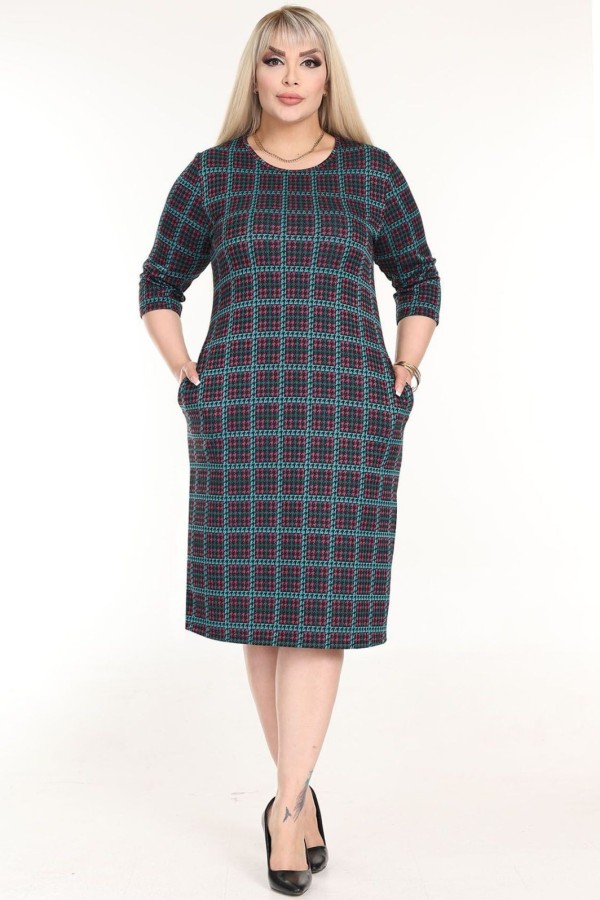 Klasikinė languota suknelė su kišenėmis