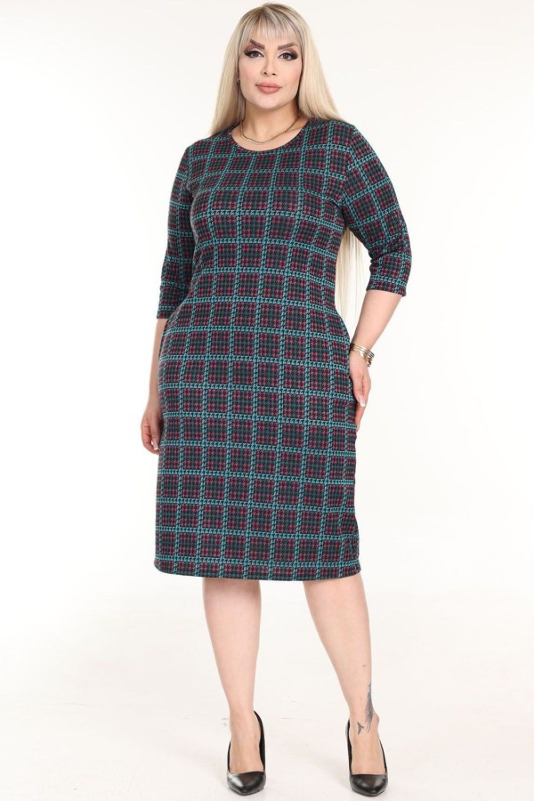 Klasikinė languota suknelė su kišenėmis