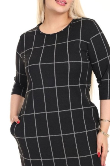 Klasikinė languota suknelė su kišenėmis