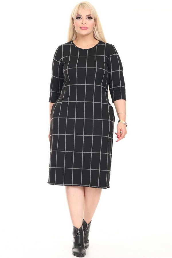 Klasikinė languota suknelė su kišenėmis