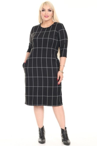 Klasikinė languota suknelė su kišenėmis