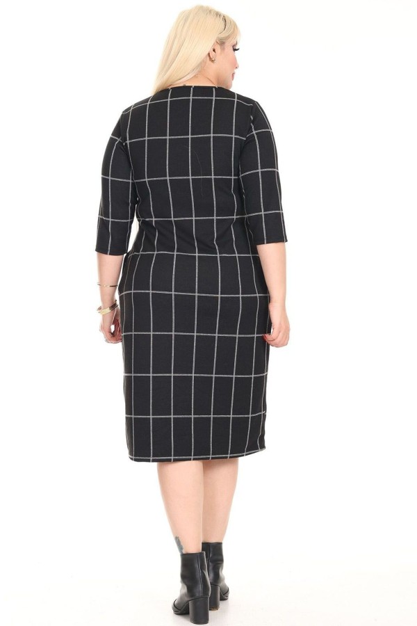 Klasikinė languota suknelė su kišenėmis