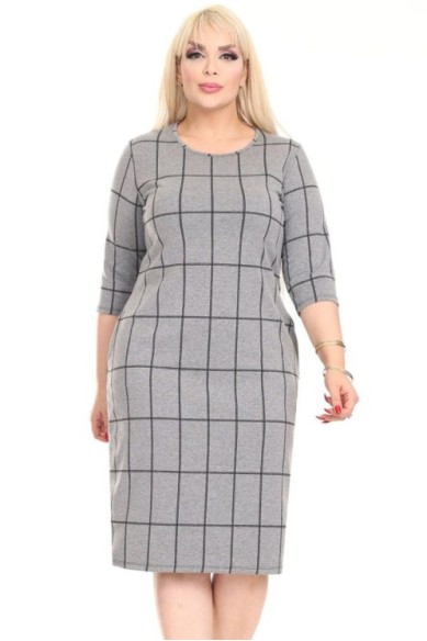 Klasikinė languota suknelė su kišenėmis