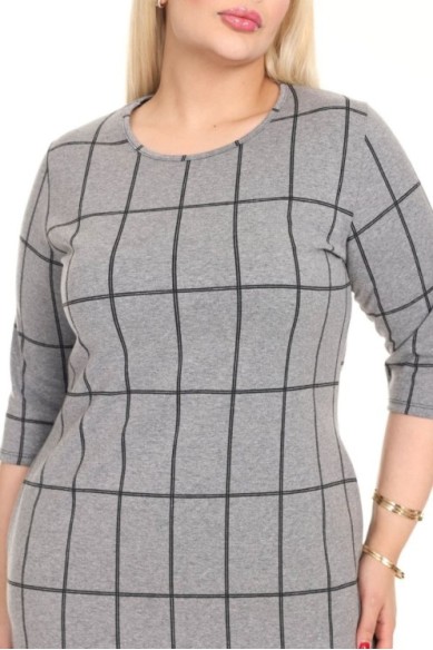 Klasikinė languota suknelė su kišenėmis