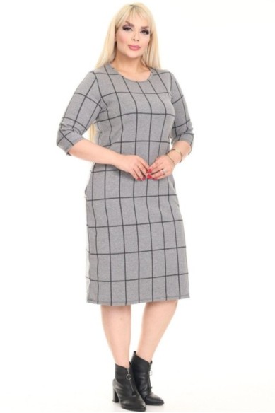 Klasikinė languota suknelė su kišenėmis