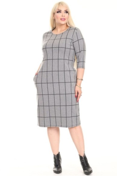 Klasikinė languota suknelė su kišenėmis