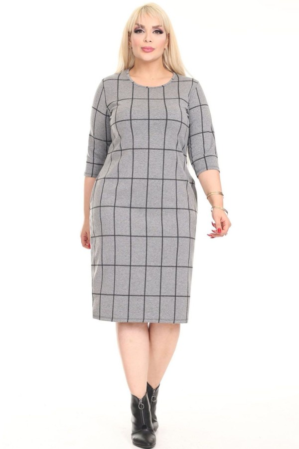 Klasikinė languota suknelė su kišenėmis